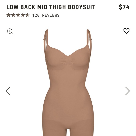 Low Back Mid Thigh Bodysuit in Tan - Picture 1 of 5